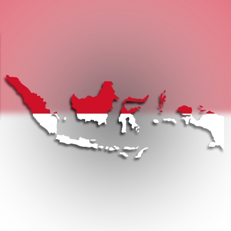 Map of Indonesia filled with flag, isolatedの写真素材