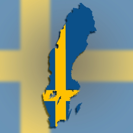 Map of Sweden filled with flag, isolatedの写真素材