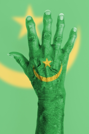 Hand of an old woman with arthritis, isolated on white, Mauritaniaの写真素材