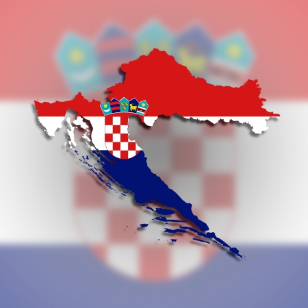 Map of Croatia filled with flag, isolatedの写真素材