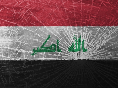 Isolated broken glass or ice with a flag, Iraqの写真素材