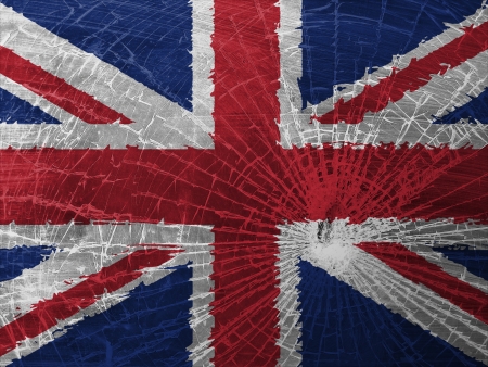 Isolated broken glass or ice with a flag, UKの写真素材