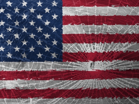 Isolated broken glass or ice with a flag, USAの写真素材