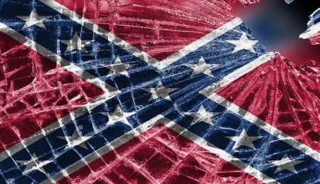 Broken ice or glass with a flag pattern, isolated, Confederate flagの写真素材