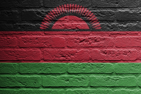 Brick wall with a painting of a flag isolated, Malawiの写真素材
