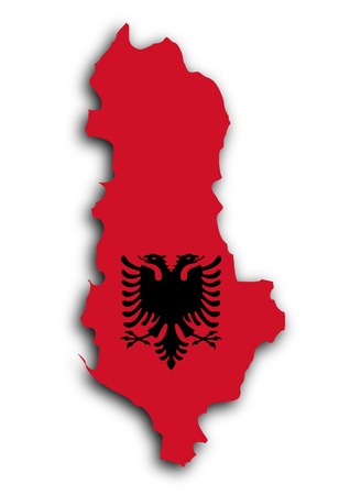 Country shape outlined and filled with the flag, Albaniaの写真素材