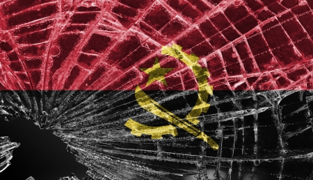 Isolated broken glass or ice with a flag, Angolaの写真素材