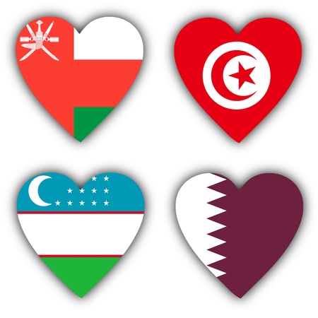 Flags in the shape of a heart, 4 different countriesの写真素材