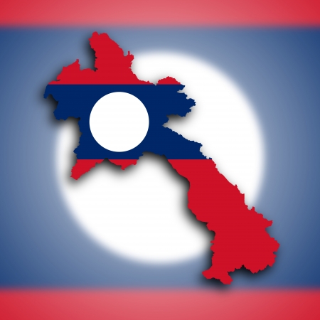 Map of Laos filled with the national flagの写真素材