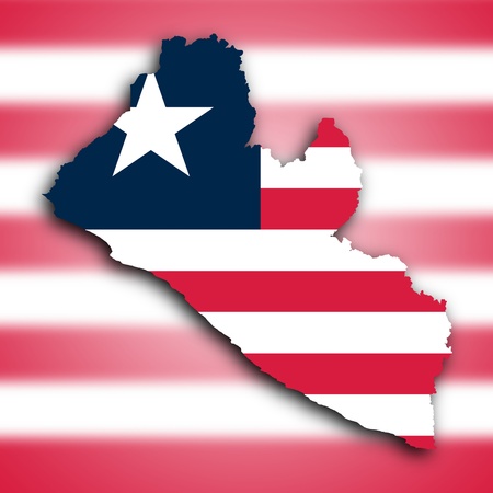 Map of Liberia filled with the national flagの写真素材