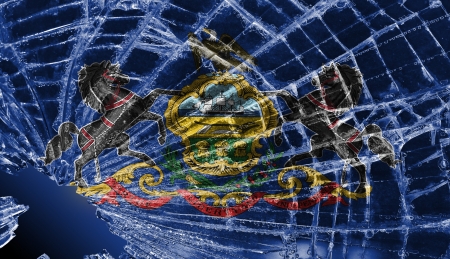 Isolated broken glass or ice with a flag, Pennsylvaniaの写真素材