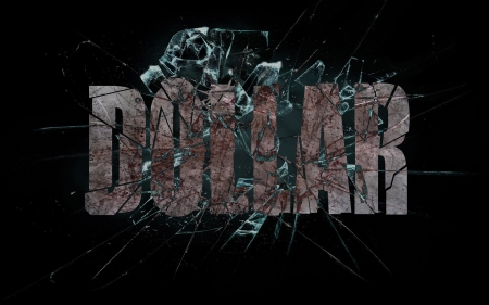 Concept of violence or crash, broken glass with the word dollarの写真素材