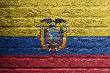 Brick wall with a painting of a flag isolated, Ecuadorの写真素材