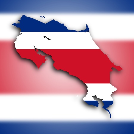 Map of Costa Rica filled with the national flagの写真素材