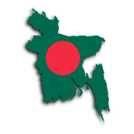 Map of Bangladesh Faso filled with the national flagの写真素材