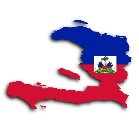 Map of Haiti filled with the national flagの写真素材