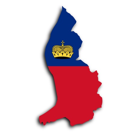 Map of Liechtenstein filled with the national flagの写真素材