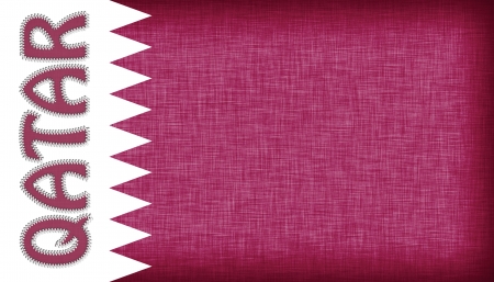 Flag of Qatar stitched with letters, isolatedの写真素材