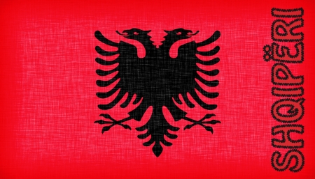 Flag of Albania stitched with letters, isolatedの写真素材
