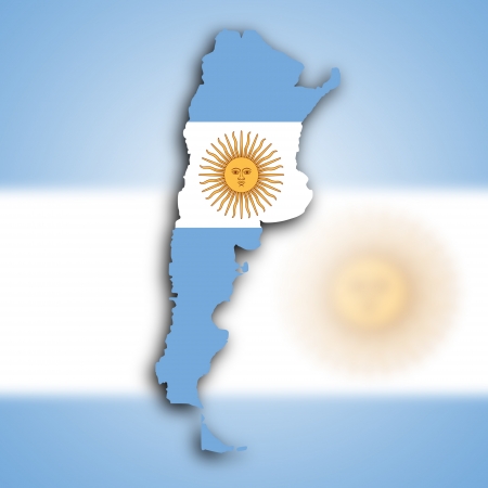Map of Argentina filled with the national flagの写真素材