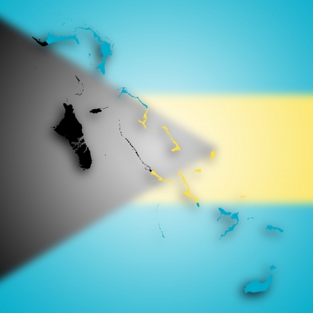 Map of the Bahamas filled with the national flagの写真素材