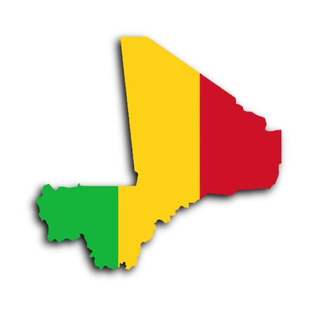 Map of Mali filled with the national flagの写真素材