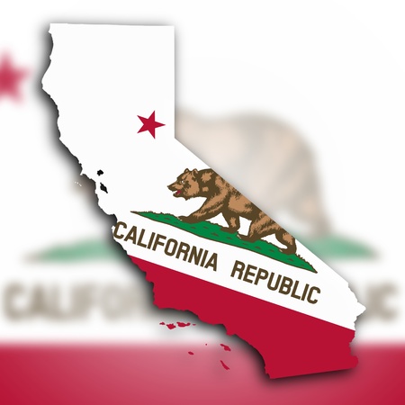 Map of California, filled with the state flagの写真素材