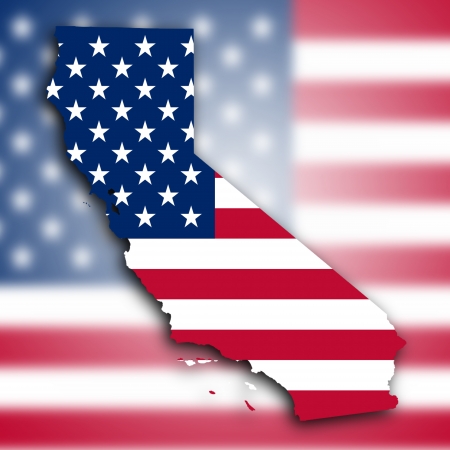 Map of California, filled with the national flagの写真素材