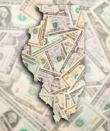 Map of Illinois, filled with US dollarsの写真素材
