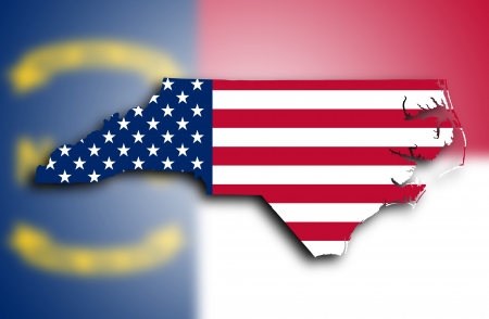 Map of North Carolina, filled with the national flagの写真素材