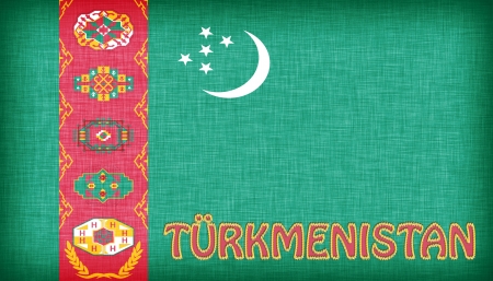 Linen flag of Turkmenistan with letters stitched on itの写真素材
