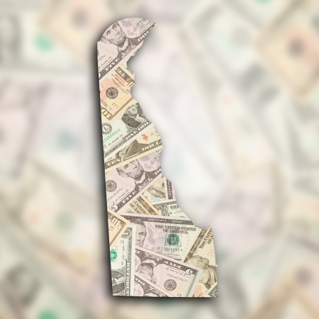 Map of Delaware filled with US dollarsの写真素材