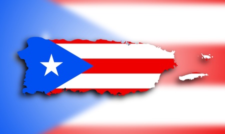 Map of Puerto Rico filled with the state flagの写真素材