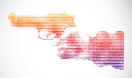 Pistol in hand, isolated on white backgroundの写真素材