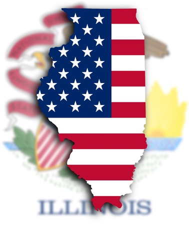 Map of Illinois, filled with the national flagの写真素材