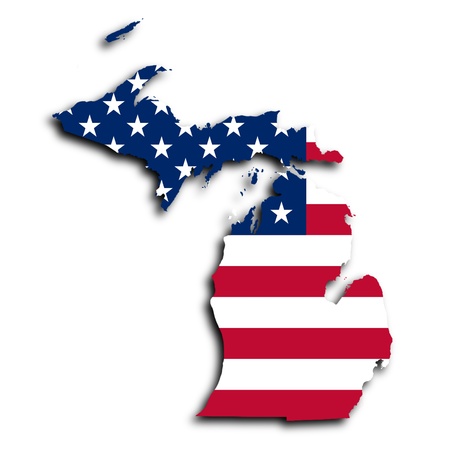 Map of Michigan, filled with the national flagの写真素材