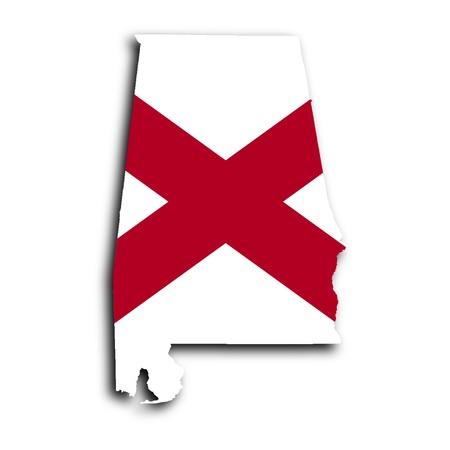 Map of Alabama filled with the state flagの写真素材