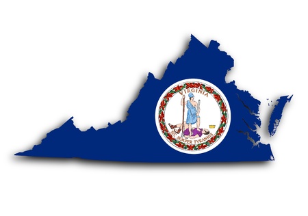 Map of Virginia filled with the state flagの写真素材