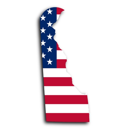 Map of Delaware filled with the national flagの写真素材