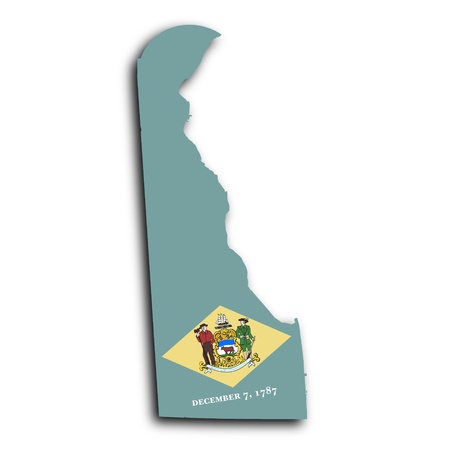 Map of Delaware filled with the state flagの写真素材