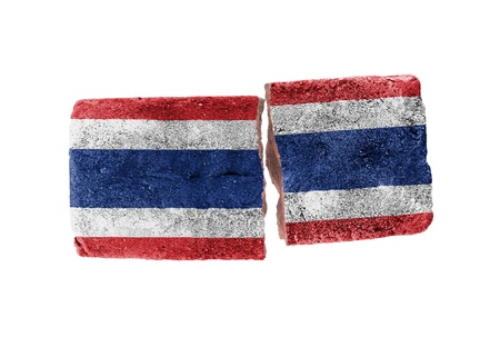 Rough broken brick, isolated on white background, flag of Thailandの写真素材