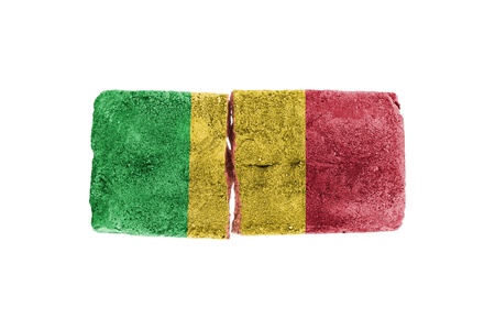 Rough broken brick, isolated on white background, flag of Maliの写真素材