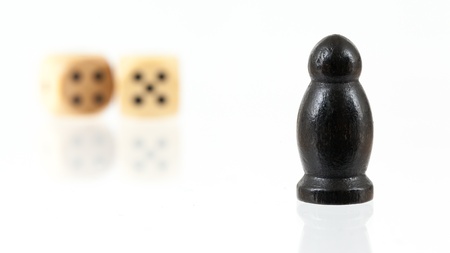 Pawn with reflection isolated on white backgroundの写真素材