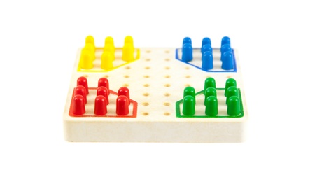 Very small checker board, isolated on white, selective focusの写真素材