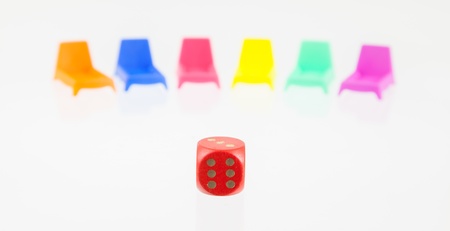 Different colored unique pawns isolated on a white backgroundの写真素材