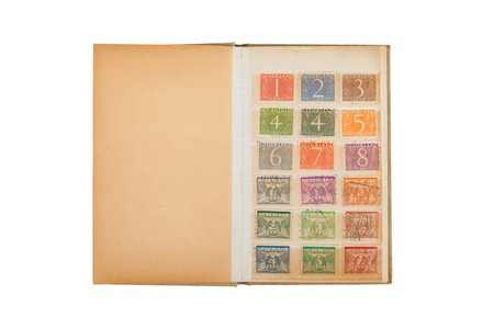 Book with a collection of old dutch stampsのeditorial素材