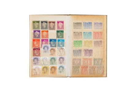 Book with a collection of old dutch stampsのeditorial素材