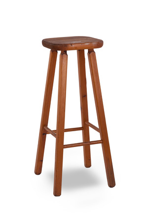 Old stool isolated on white backgroundの写真素材