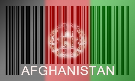 Flag of Afghanistan, painted on barcode surfaceの写真素材