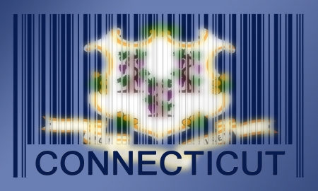 Flag of the US state of Connecticut, painted on barcode surfaceの写真素材